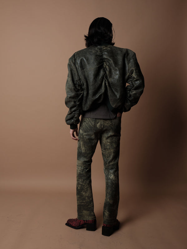 Pierre Blanc Vintage Leather  Bomber (Green)