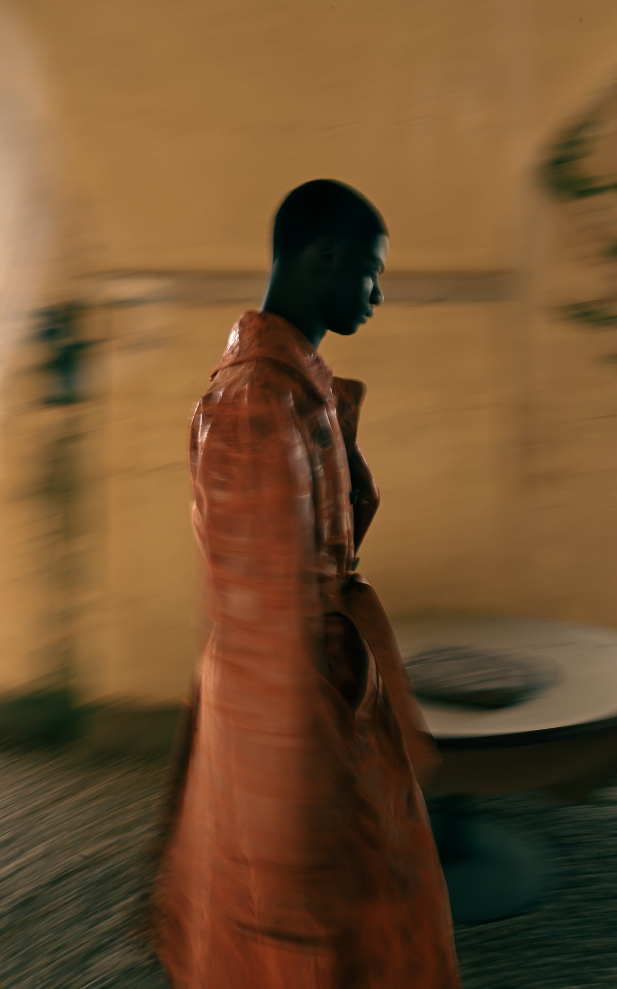 Pierre Blanc Autumn Winter 2026-27 campaign — long coat in motion