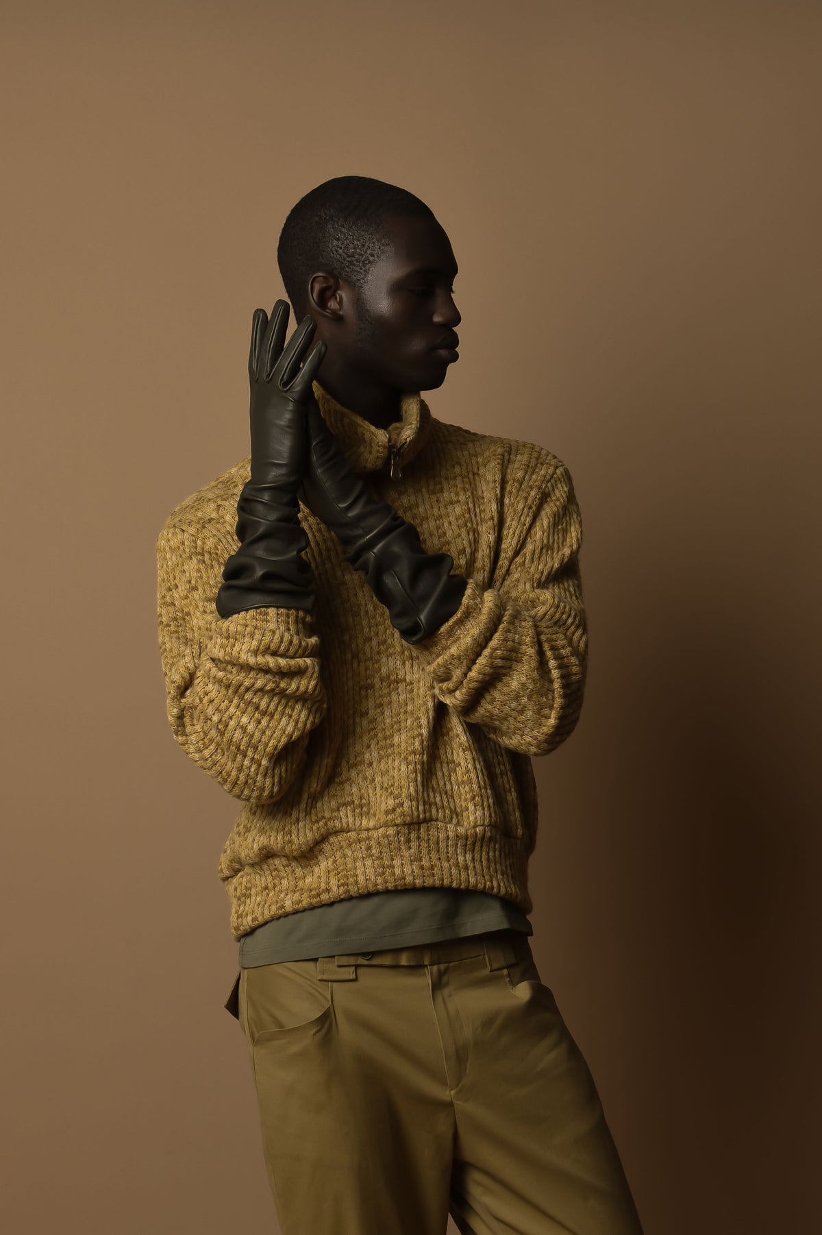 Pierre Blanc Zip up Jumper (Caramel)