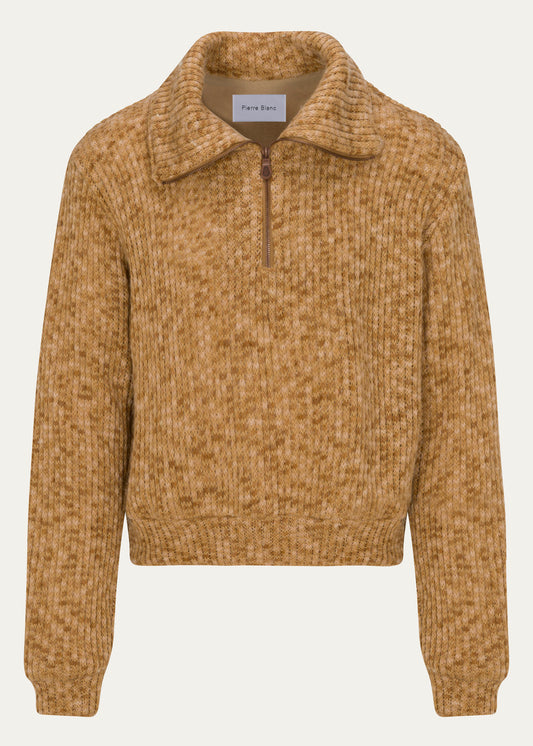 Pierre Blanc Zip up Jumper (Caramel)