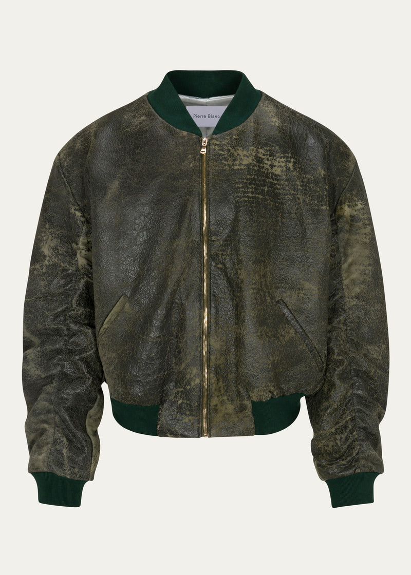 Pierre Blanc Vintage Leather  Bomber (Green)