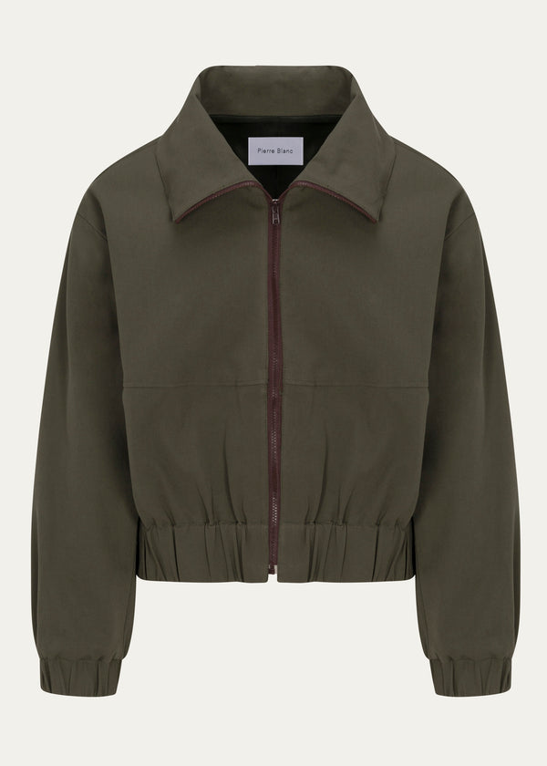 Pierre Blanc Cropped Track Jacket ( Green )