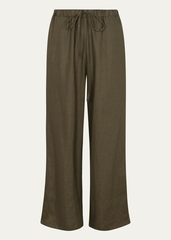 Pierre Blanc Linen Wide-Leg Pants